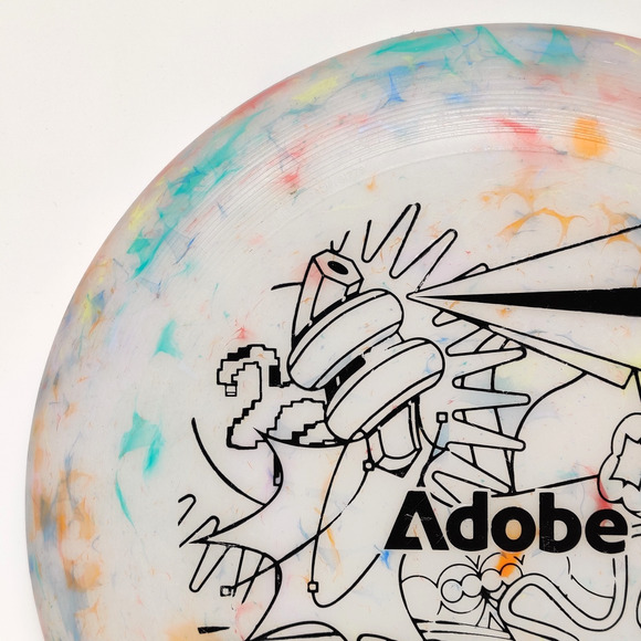 Wham-O Reflyer Frisbee 10.75" 170g w Adobe Logo Art Multicolor Tie Dye Recycled - Picture 6 of 16